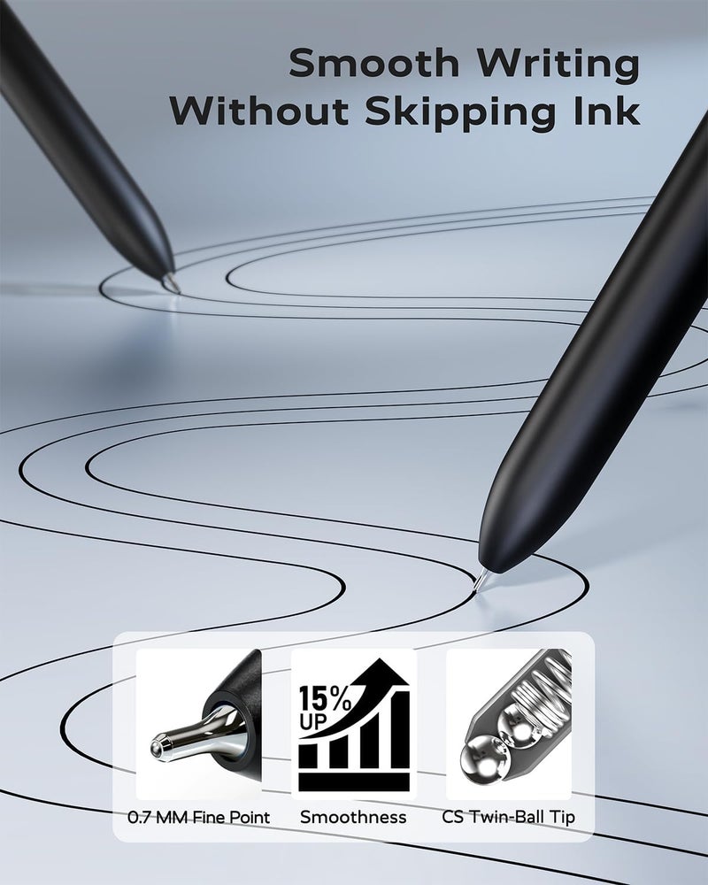 STAGEEK Black Gel Pens, 12Pcs Fine Point Smooth Writing Pens with 3 Extra Refills, Quick Dry Black Ink Pens for Journaling, Office, Note Taking, School Supplies, Nurse Aesthetic(Black) - Image 5